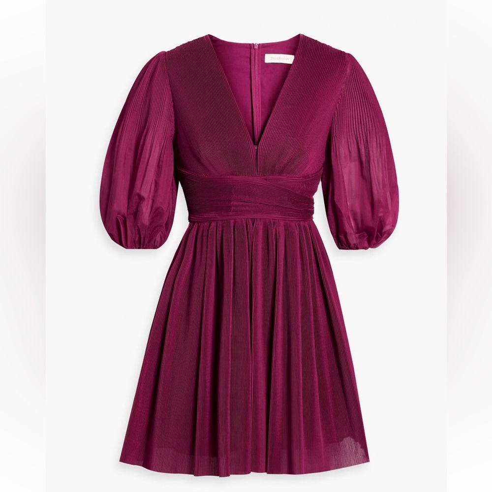 ZIMMERMANN Plisse-organza Mini Dress
